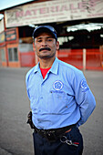 Portrait of guard in street, Santa Rosalia, Baja California Sur, Mexico