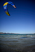 Kitesurfing in Port de Pollenca beach, Mallorca, Spain