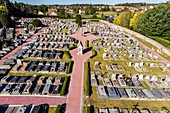 Cemetery vegetated by the city, rugles, eure, normandy, france