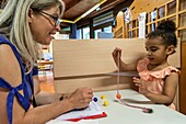 Support for the integration of children with difficulties in the public schools, roger salengro kindergarten, louviers, eure, normandy, france