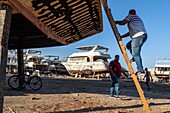 Shipyards and boat repair on the marina, hurghada, egypt, africa