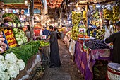 Fruit and vegetable stand, el dahar market, popular quarter in the old city, hurghada, egypt, africa