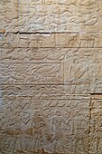 Farm work with a representation of the gavage of geese, bas-relief in the mastaba of kagemni, vizier during the reign of king teti, saqqara necropolis, region of memphis, former capital of ancient egypt, cairo, egypt, africa