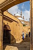 Minarets and cupola of the alabaster mosque of muhammad ali, 19th century turkish style, saladin citadel, salah el din, built in the 12th century, cairo, egypt, africa