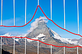 Matterhorn view through a frame with same shape, Rotenboden, Zermatt, canton of Valais, Switzerland