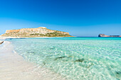 Crystal turquoise water of sea, Balos, Crete island, Greece
