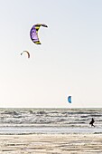 Kitesurf, the beach of cayeux sur mer, somme, picardie, haut de france, france, europe