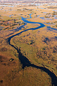 Aerial view of Okavango Delta, Botswana.
