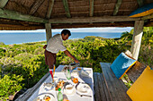 High tea at Glacis Cerf, Fregate Island resort, Seychelles