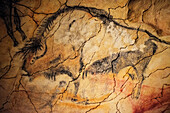 Die Höhlen von Altamira, Kantabrien. Spanische Felskunst. Es handelt sich um die größte Darstellung von Höhlenmalerei in Spanien. Nationalmuseum und Forschungszentrum von Altamira, Santillana del Mar, Kantabrien, Spanien.