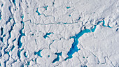 Aerial view of Larsen Inlet glacier, Weddell Sea, Antarctica.