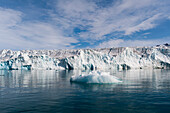 Ice flow in arctic waters fronting Lilliehook Glacier. Lilliehookfjorden, Spitsbergen Island, Svalbard, Norway.