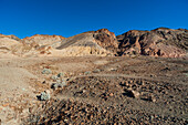 Felsformationen in den Badlands des Artist's Drive im Death Valley. Death-Valley-Nationalpark, Kalifornien, USA.