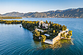Borghese island and palace, Salò, Brescia province, Garda Lake, Lombardy, Italy