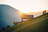 Sunset in Santa Magdalena Village, Funes Valley, South Tyrol, Italy
