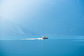 Fast boat on Garda Lake, Italy.