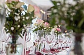 Table set for the wedding dinner, wedding day