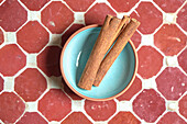 Ceylon cinnamon sticks in a bowl