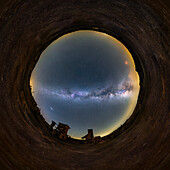 Lunar eclipse and Milky Way, 360-degree view