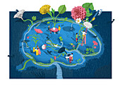 Brain researchers, conceptual illustration