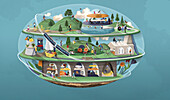 Community oval, conceptual illustration