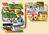 Food supply, conceptual illustration