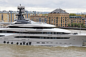 Superyacht on Thames, London, UK
