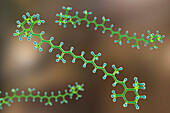 Molecular model of beta-carotene, illustration