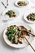 Bean salad with red beans, green beans and chickpeas