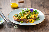 Asparagus and herb scrambled eggs on bread