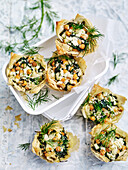 Kale and chickpea tarts
