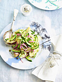 Warm kipfler and cucumber salad with dill