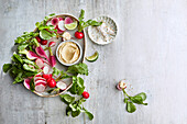Radishes with tahini butter