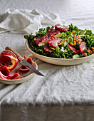 Kale with chickpeas and blood orange