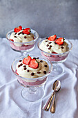 Strawberry cream dessert with chocolate chips