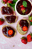 Strawberry jam on bread