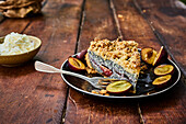 Plum and poppy seed cake with marzipan