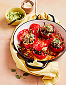 Stuffed capsicums with beef mince