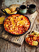 Pumpkin and cheesy smoked baked beans