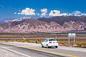 Driving through Cactus National Park (Parque Nacional Los Cardones), Cachi Valley, Calchaqui Valleys, Salta Province, North Argentina