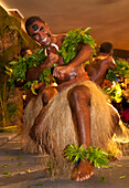 Fijian dancer during Meke at Naviti Resort, Coral Coast, Viti Levu, Fiji.