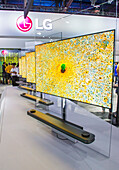 The LG booth at the CES show in Las Vegas , CES is the world's leading consumer-electronics show.