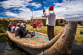 Reed Boat trip at Uros Floating Reed Islands, Lake Titicaca, Puno Province, Peru