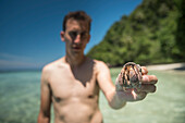 Hermit crab, Marak Island, near Padang in West Sumatra, Indonesia