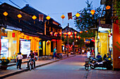 Hoi An Streets at Night, Vietnam. Many of the streets are decorated by chinese lanterns at night.