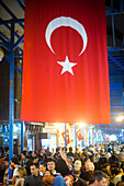 Turkish Flag in The Grand Bazaar, the largest market in Istanbul, Turkey