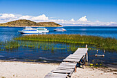 Pier on Lake Titicaca at Challapampa village, Isla del Sol (Island of the Sun), Bolivia