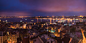 Istanbul at night, seen from Galata Tower, Turkey