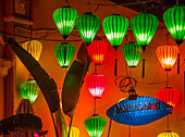 Paper lanterns lighted up on the streets of Hoi An ,Vietnam during the Hoi An Full Moon Lantern Festival