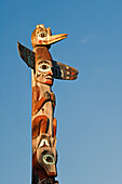 Tlingit totem pole at Saxman Totem Park, Ketchikan, Alaska..